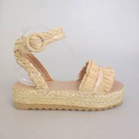 NWOT Beach by Matisse Seashore Espadrille Platform Raffia Sandals - Size 8 - Picture 1 of 7